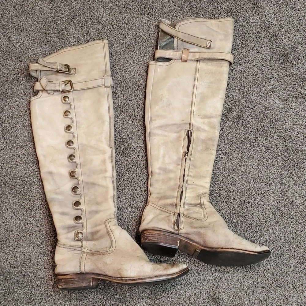 Sam Edelman Womens Pierce Over The knee Distressed leather riding sz 8.5M